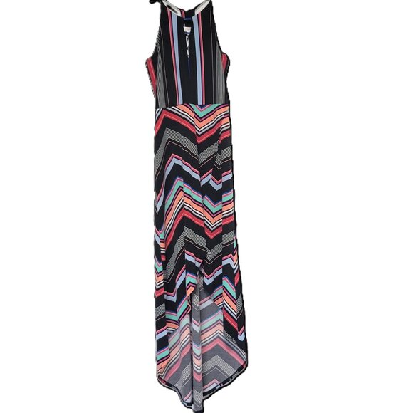 Candie's Striped High-Low Maxi Dress Size Small Boho Halter Summer Beach Resort - Picture 1 of 13